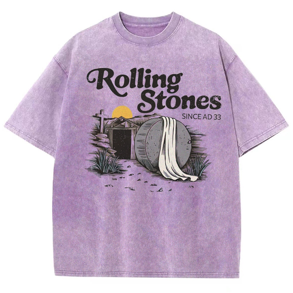 "Rolling Stones Since AD 33" Religious Parody Washed T-Shirt
