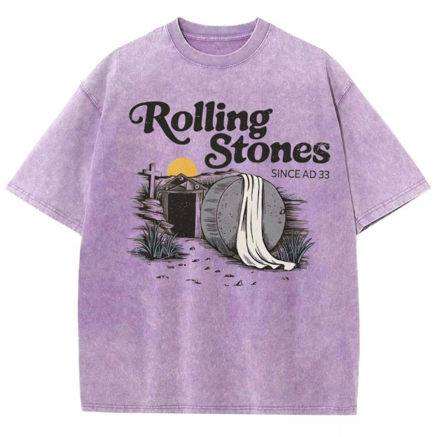 "Rolling Stones Since AD 33" Religious Parody Washed T-Shirt