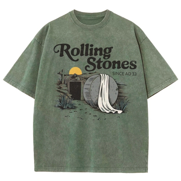 "Rolling Stones Since AD 33" Religious Parody Washed T-Shirt