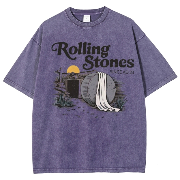"Rolling Stones Since AD 33" Religious Parody Washed T-Shirt
