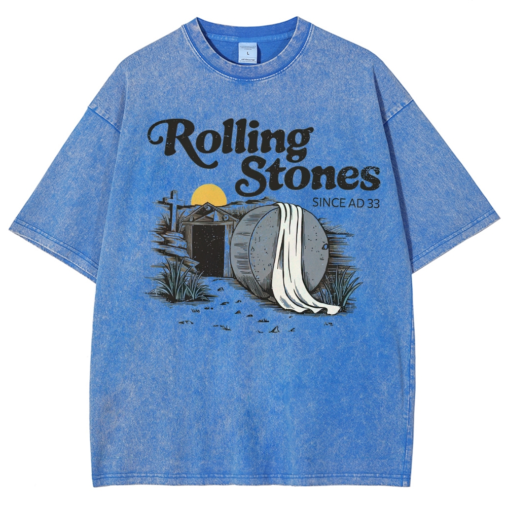 "Rolling Stones Since AD 33" Religious Parody Washed T-Shirt