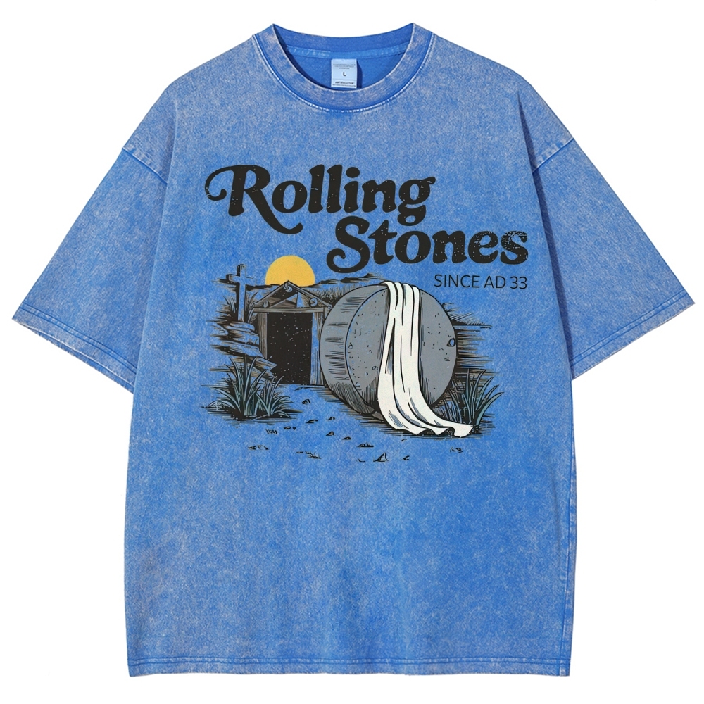 "Rolling Stones Since AD 33" Religious Parody Washed T-Shirt