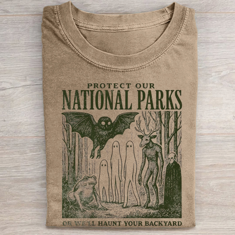 "Protect Our National Parks" Cryptid Vintage Washed Tee