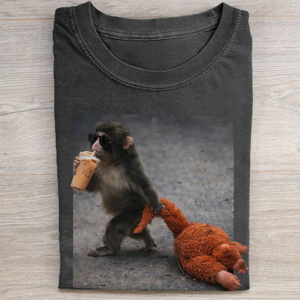 "Team Punch" Monkey Meme Vintage Washed Tee
