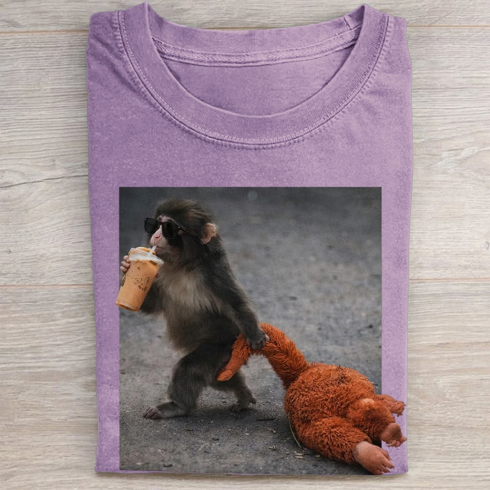 "Team Punch" Monkey Meme Vintage Washed Tee