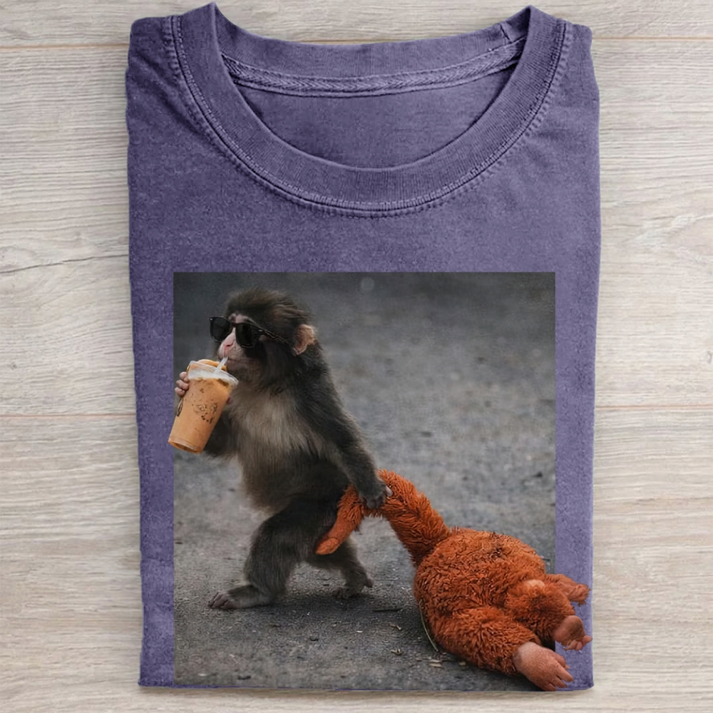"Team Punch" Monkey Meme Vintage Washed Tee