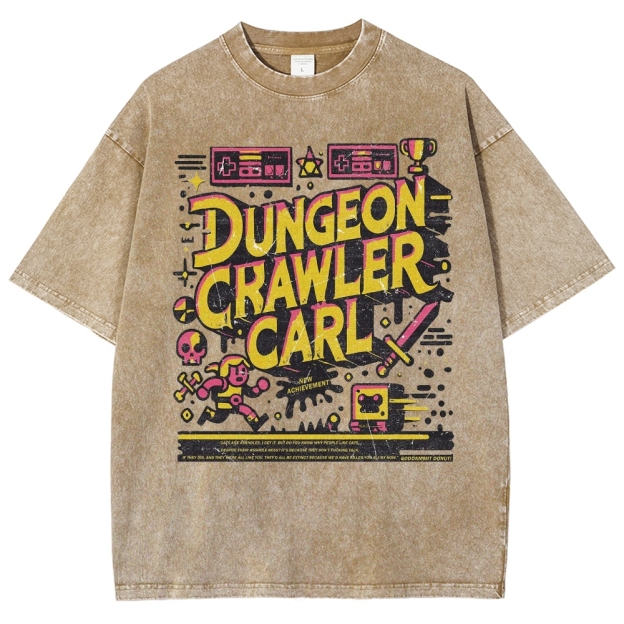 "Dungeon Crawler Carl" Retro Pixel Art Washed T-Shirt