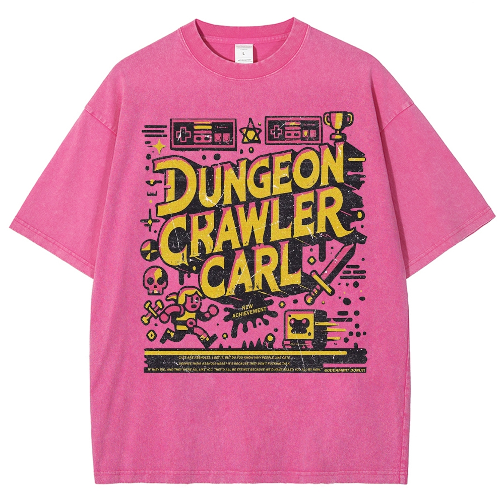 "Dungeon Crawler Carl" Retro Pixel Art Washed T-Shirt