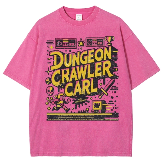 "Dungeon Crawler Carl" Retro Pixel Art Washed T-Shirt