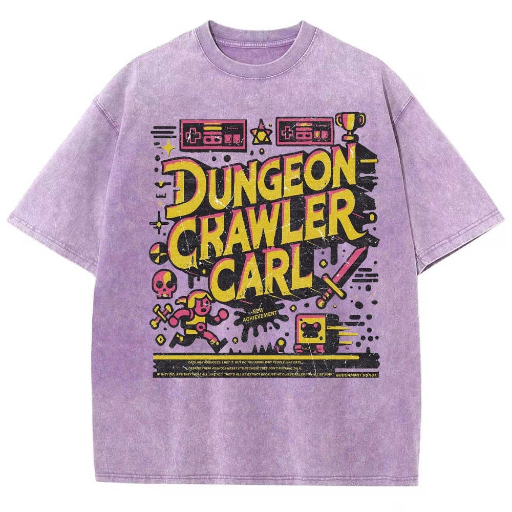 "Dungeon Crawler Carl" Retro Pixel Art Washed T-Shirt