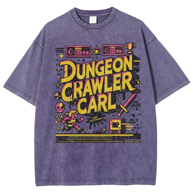 "Dungeon Crawler Carl" Retro Pixel Art Washed T-Shirt