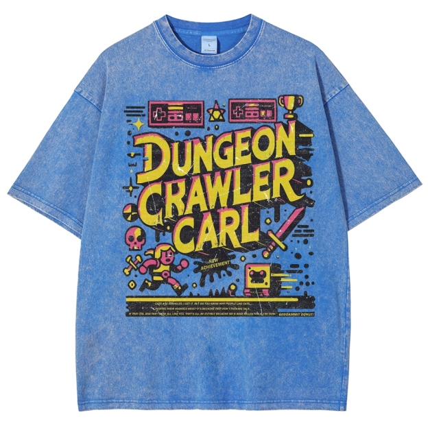 "Dungeon Crawler Carl" Retro Pixel Art Washed T-Shirt