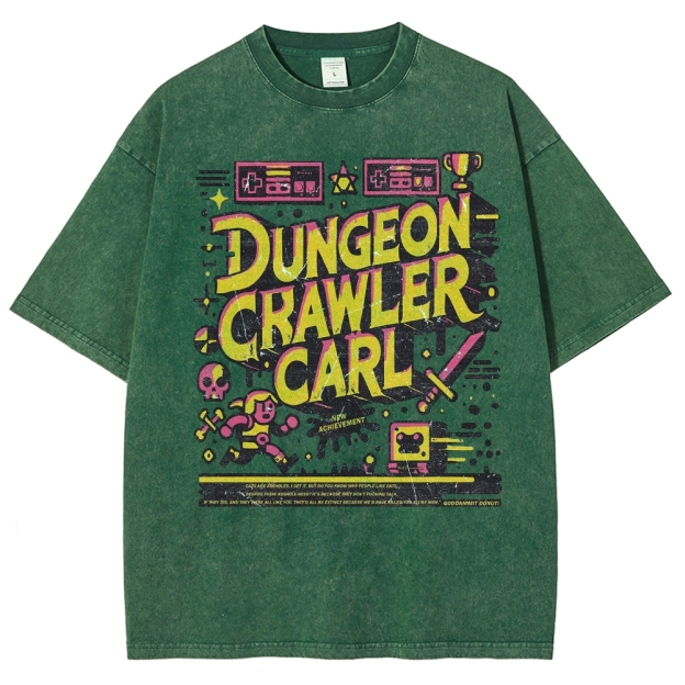 "Dungeon Crawler Carl" Retro Pixel Art Washed T-Shirt