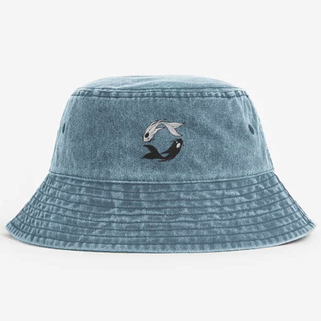 Moon Spirits Embroidered Washed Bucket Hat