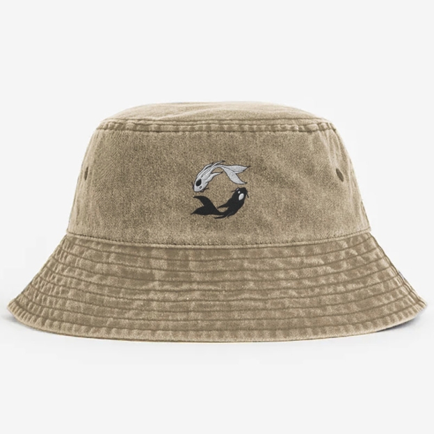 Moon Spirits Embroidered Washed Bucket Hat