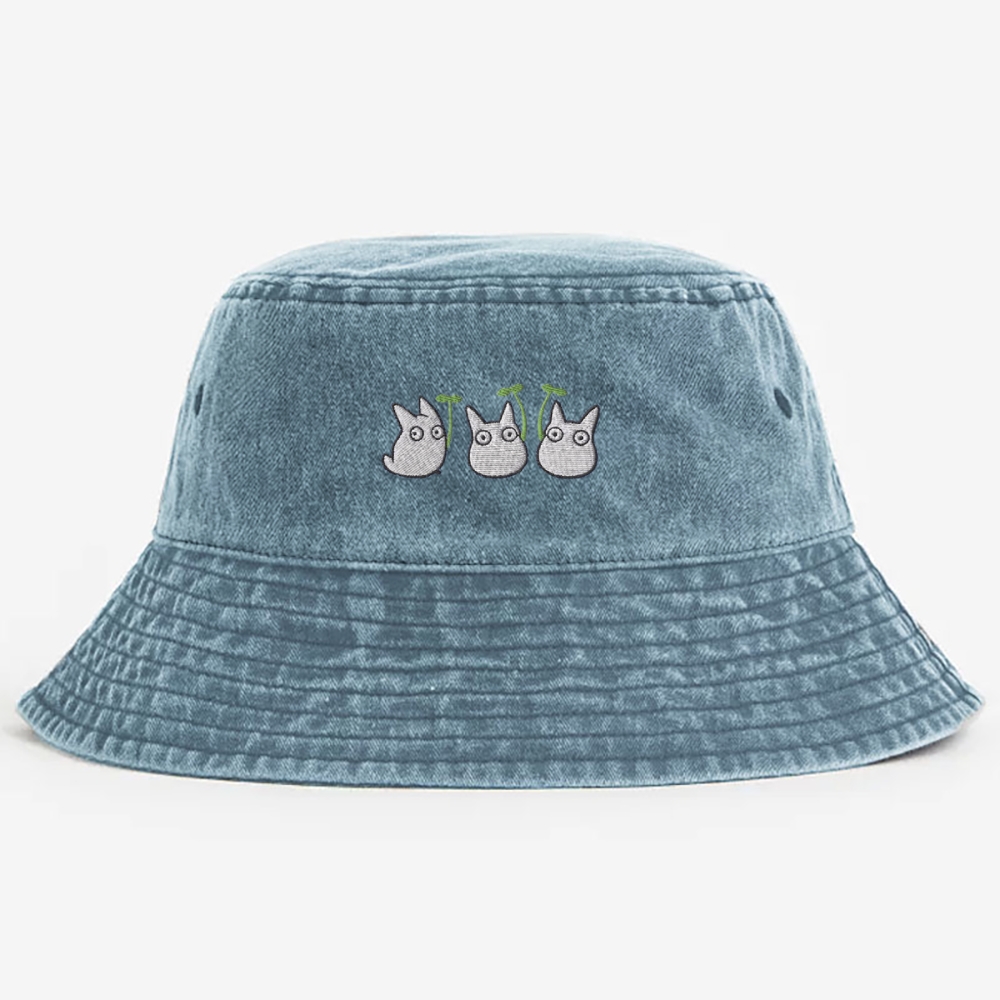 Chibi Forest Sprites Embroidered  Washed Bucket Hat