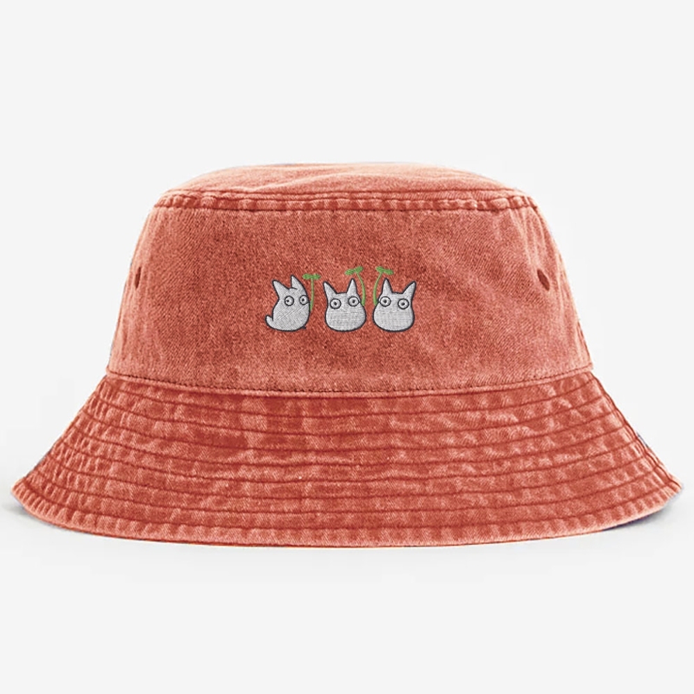 Chibi Forest Sprites Embroidered  Washed Bucket Hat