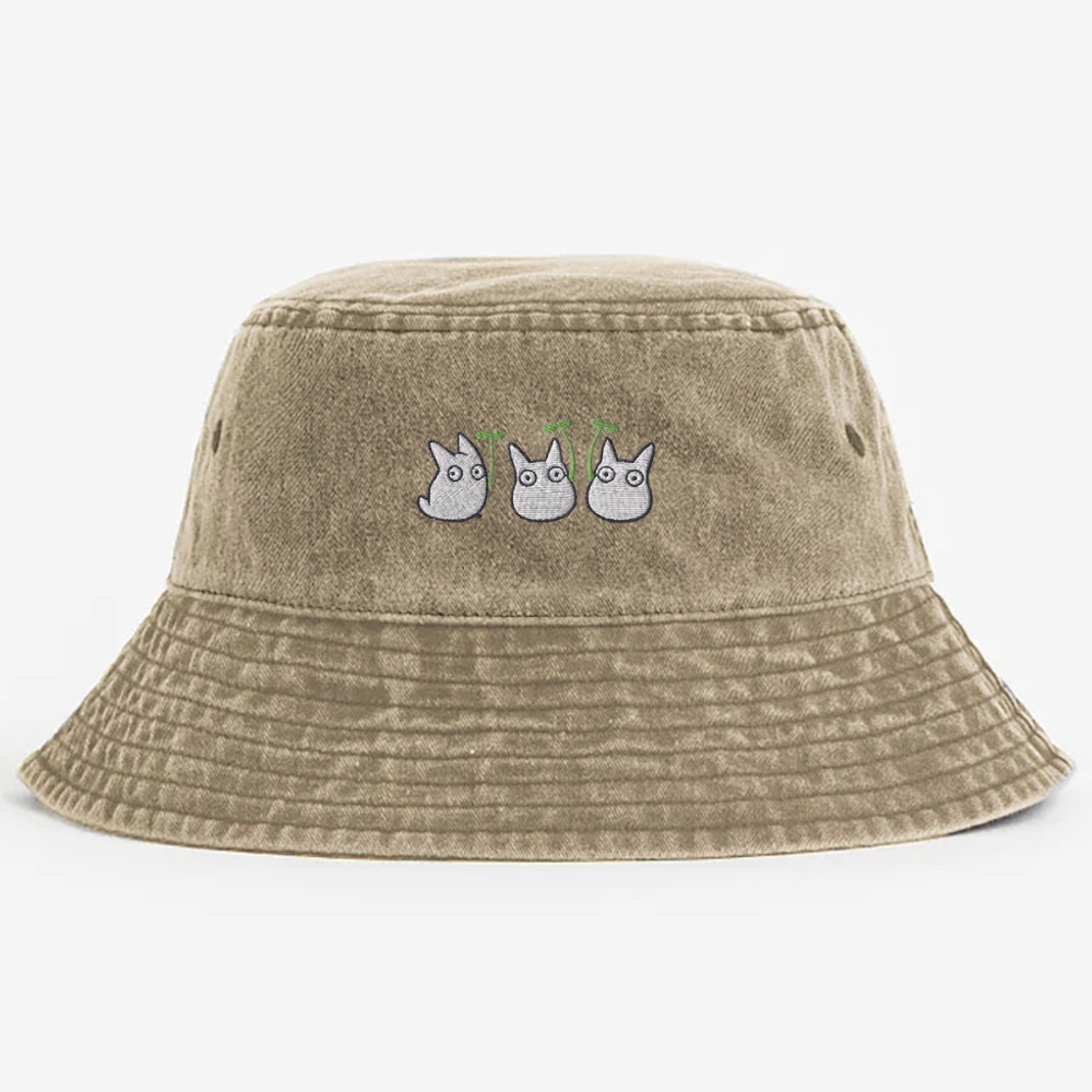 Chibi Forest Sprites Embroidered  Washed Bucket Hat