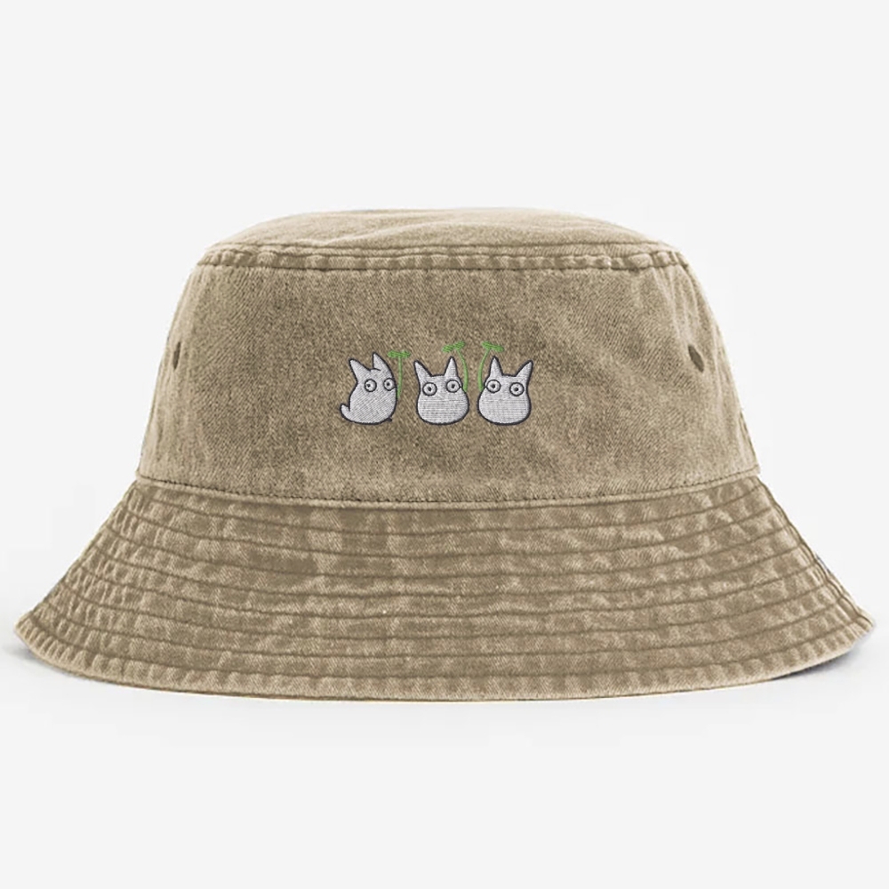Chibi Forest Sprites Embroidered  Washed Bucket Hat