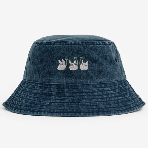 Chibi Forest Sprites Embroidered  Washed Bucket Hat