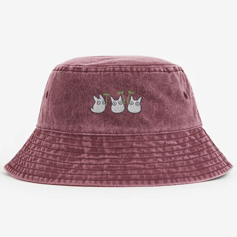 Chibi Forest Sprites Embroidered  Washed Bucket Hat