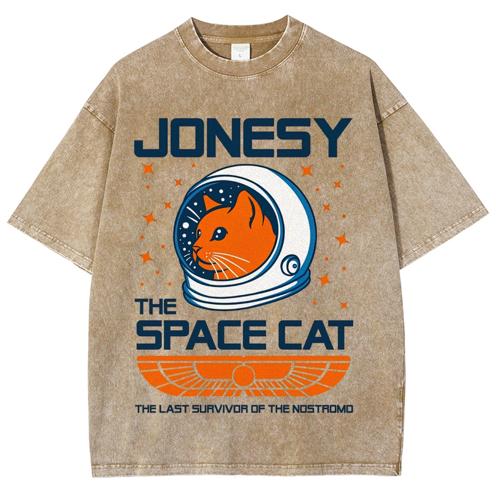 "Jonesy The Space Cat" Alien Cat Washed T-Shirt