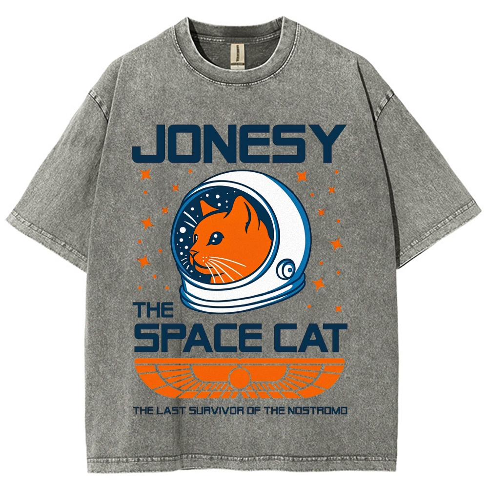 "Jonesy The Space Cat" Alien Cat Washed T-Shirt