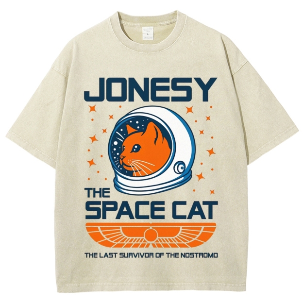 "Jonesy The Space Cat" Alien Cat Washed T-Shirt