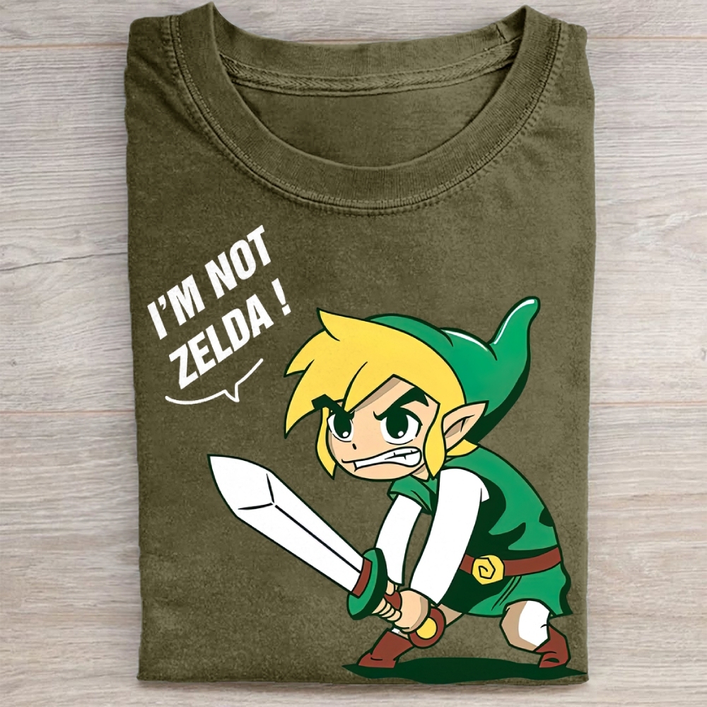 "I'm Not Zelda!" Link Meme Vintage Washed Tee
