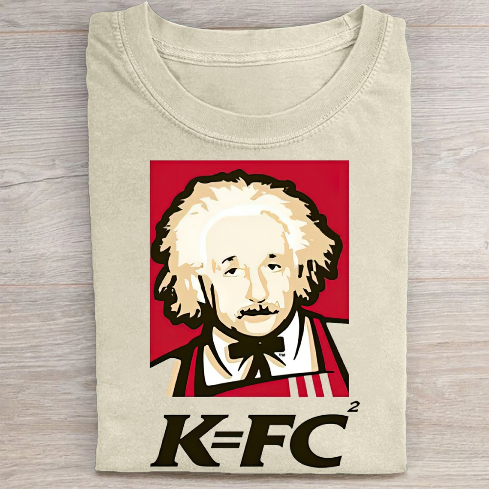 "K=FC²" Einstein KFC Parody Vintage Washed Tee