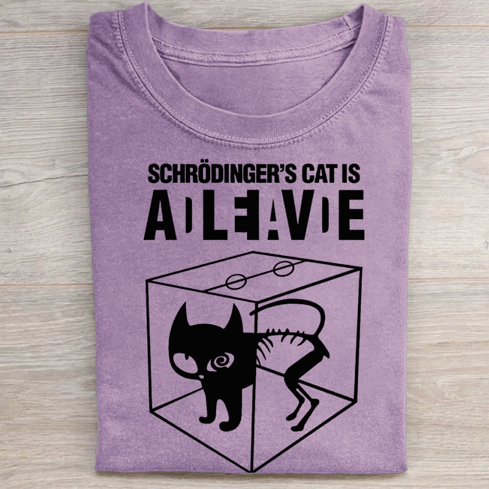 "Schrödinger's Cat Is Alive/Dead" Quantum Physics Vintage Washed Tee