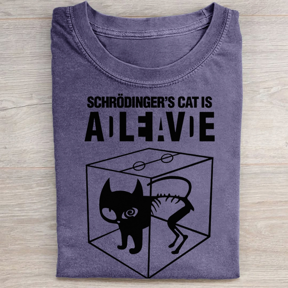 "Schrödinger's Cat Is Alive/Dead" Quantum Physics Vintage Washed Tee