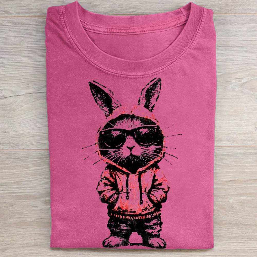 "Street Style Bunny" Cool Rabbit Vintage Washed Tee