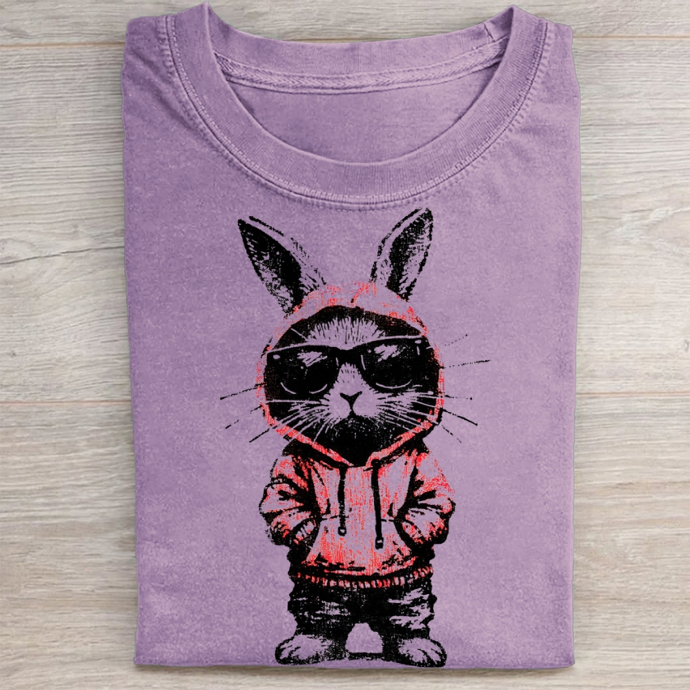 "Street Style Bunny" Cool Rabbit Vintage Washed Tee