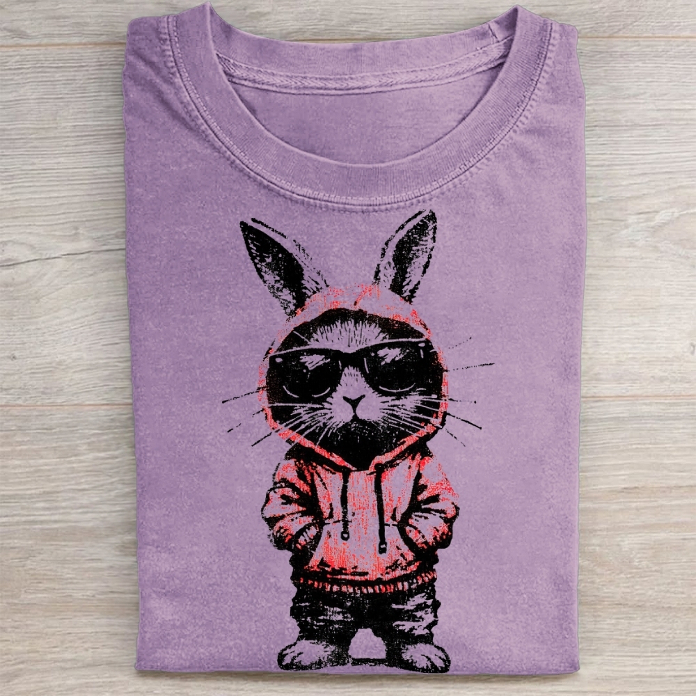 "Street Style Bunny" Cool Rabbit Vintage Washed Tee