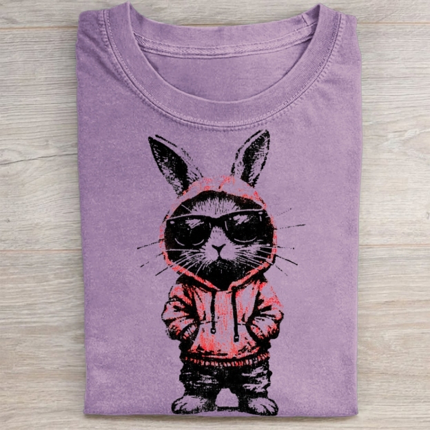 "Street Style Bunny" Cool Rabbit Vintage Washed Tee