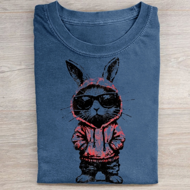 "Street Style Bunny" Cool Rabbit Vintage Washed Tee