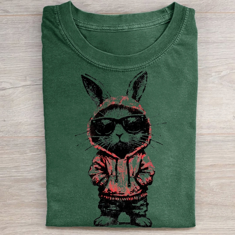 "Street Style Bunny" Cool Rabbit Vintage Washed Tee