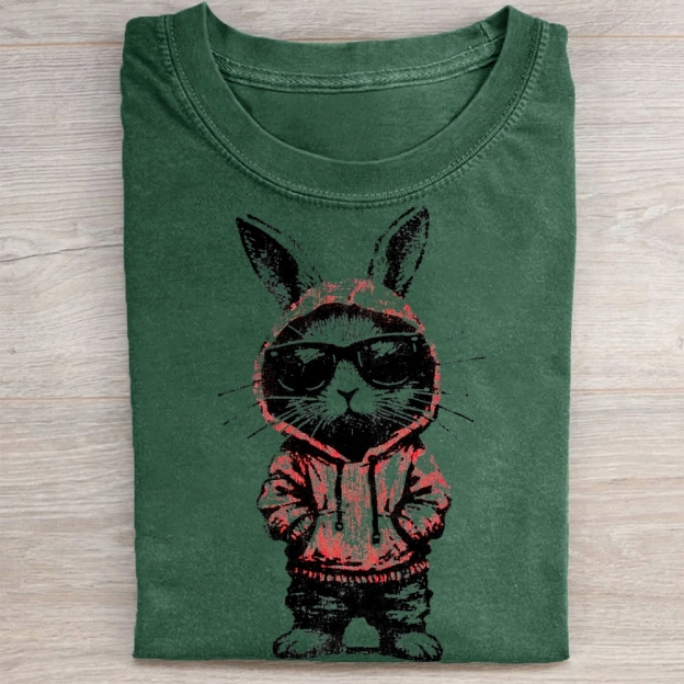 "Street Style Bunny" Cool Rabbit Vintage Washed Tee