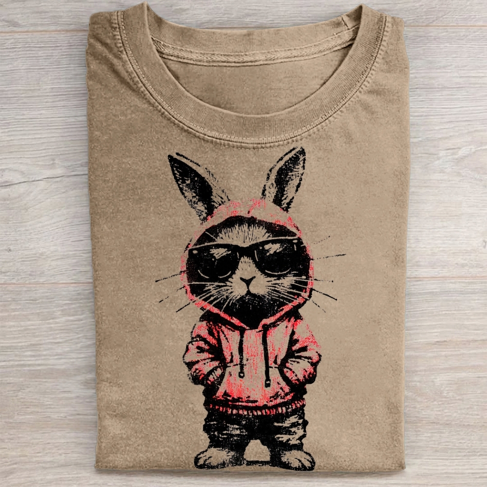 "Street Style Bunny" Cool Rabbit Vintage Washed Tee