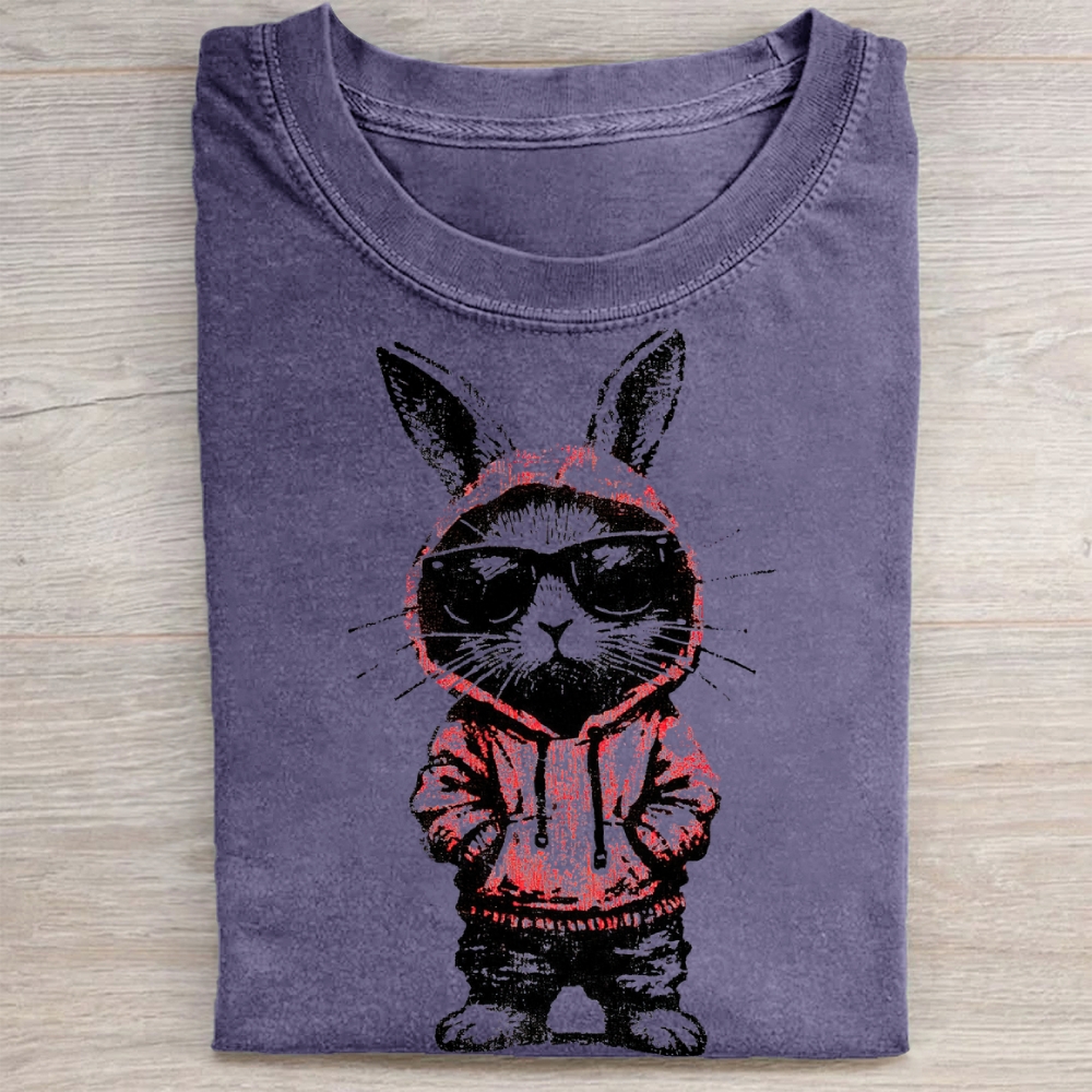 "Street Style Bunny" Cool Rabbit Vintage Washed Tee