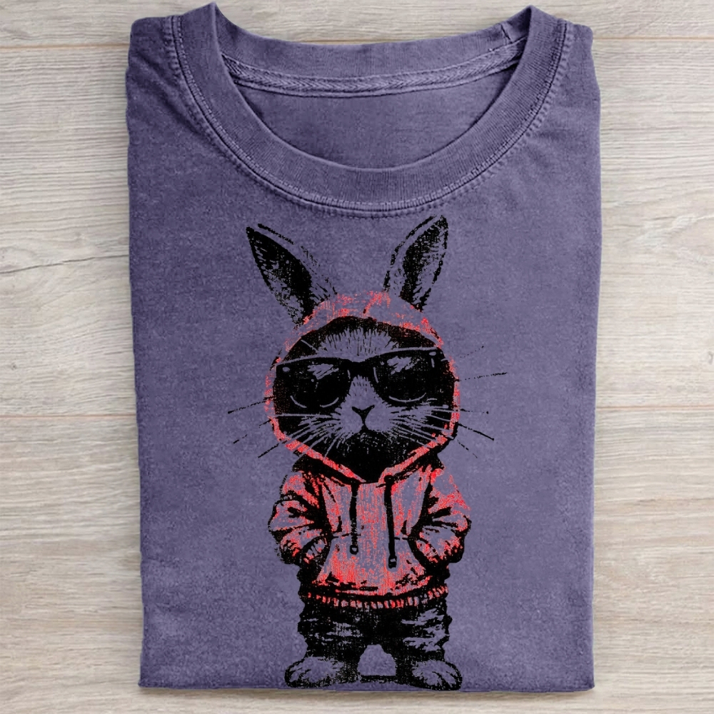 "Street Style Bunny" Cool Rabbit Vintage Washed Tee