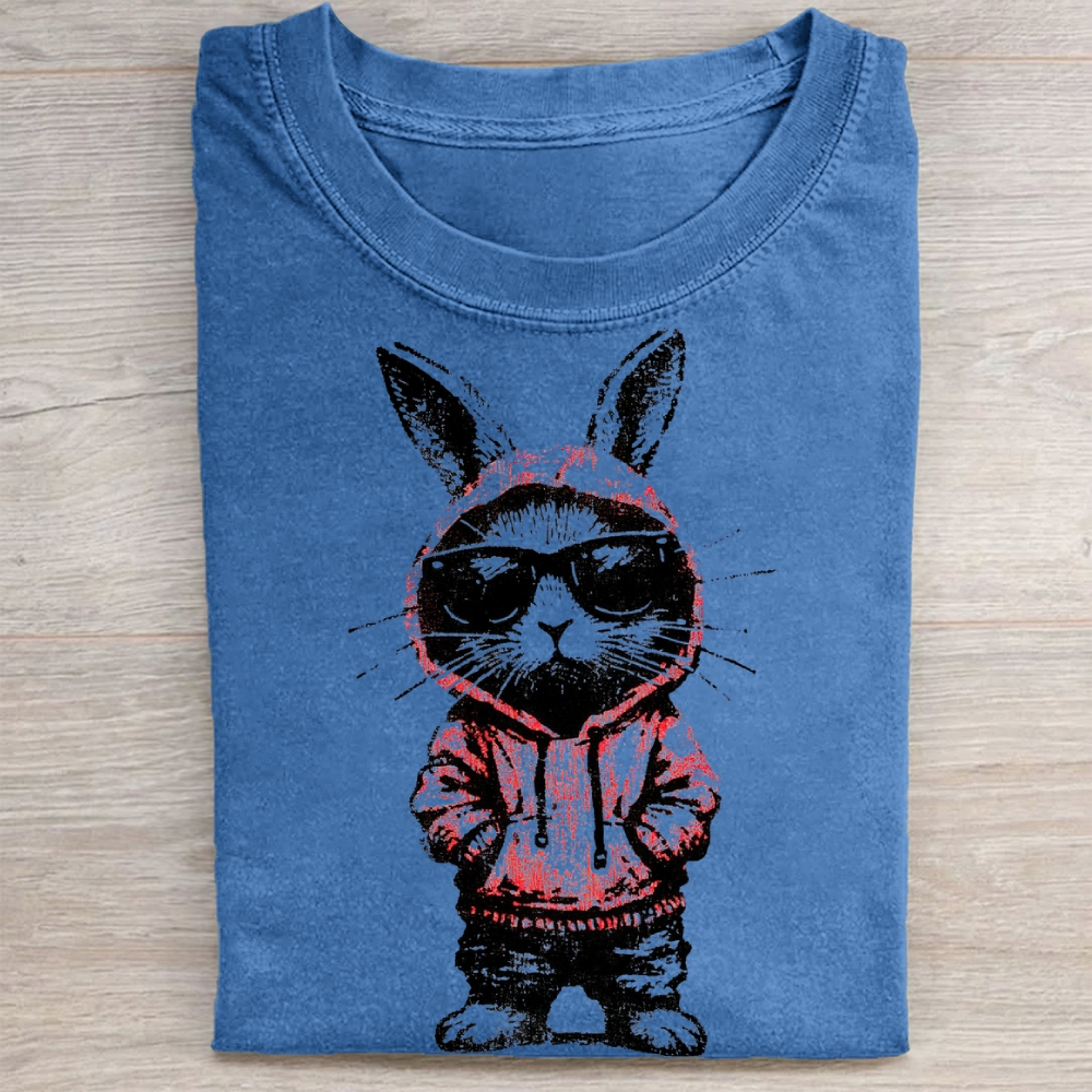 "Street Style Bunny" Cool Rabbit Vintage Washed Tee
