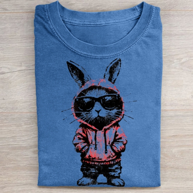 "Street Style Bunny" Cool Rabbit Vintage Washed Tee