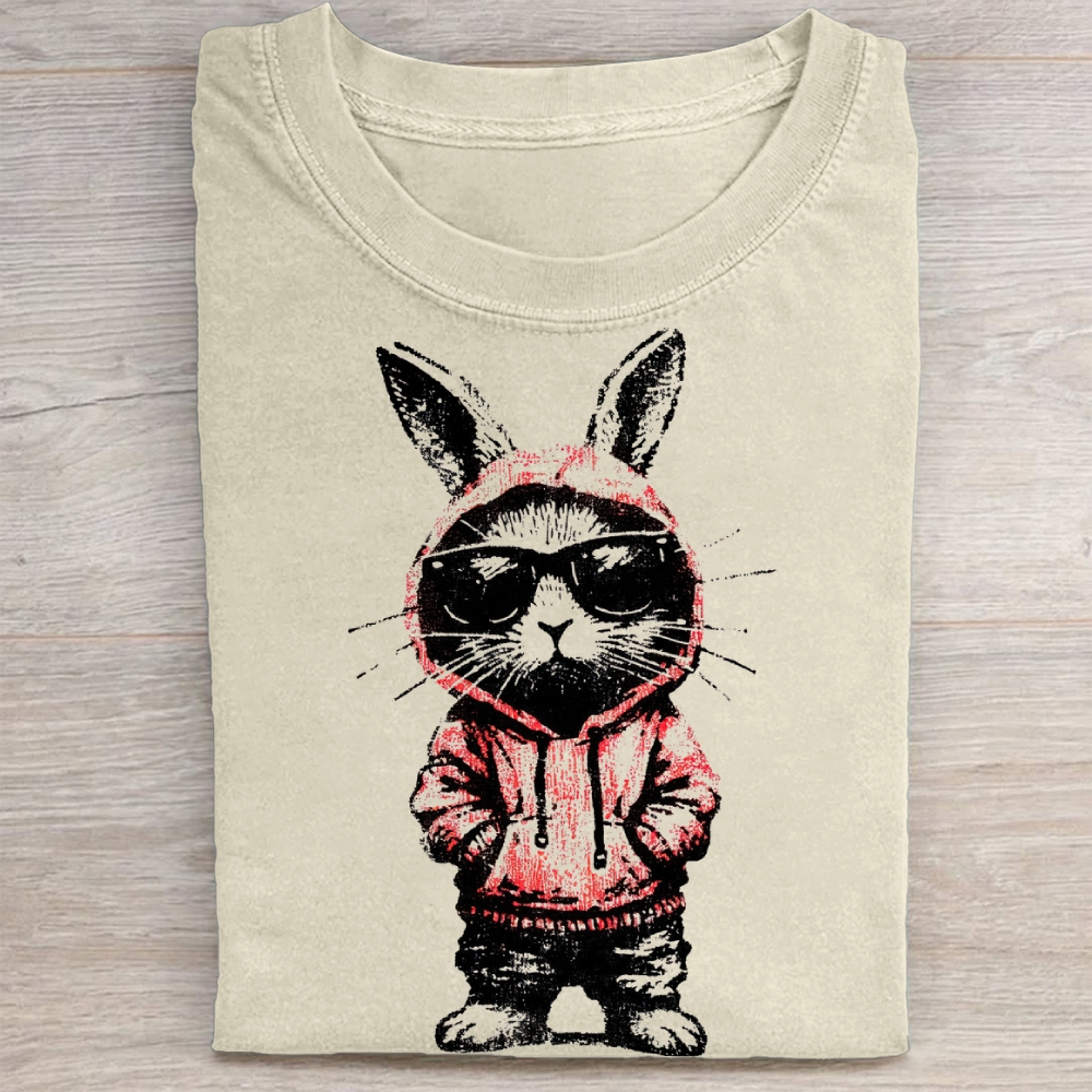 "Street Style Bunny" Cool Rabbit Vintage Washed Tee