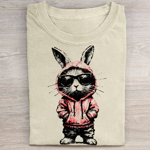 "Street Style Bunny" Cool Rabbit Vintage Washed Tee