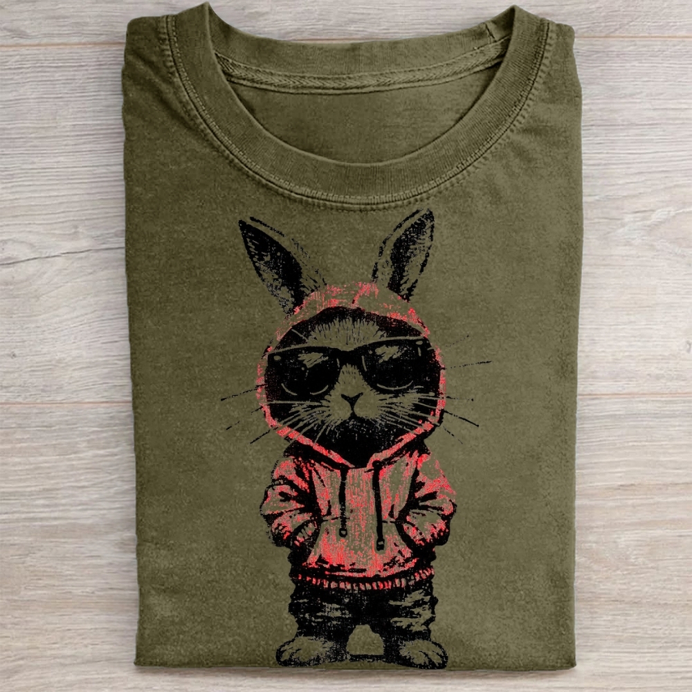 "Street Style Bunny" Cool Rabbit Vintage Washed Tee