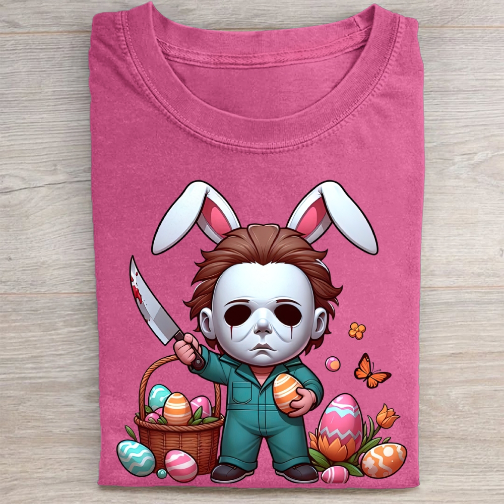 "Easter Michael Myers" Horror Parody Vintage Washed Tee