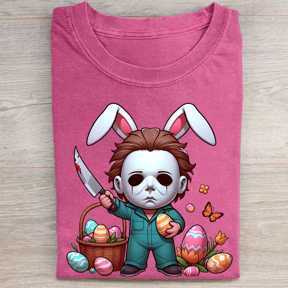 "Easter Michael Myers" Horror Parody Vintage Washed Tee
