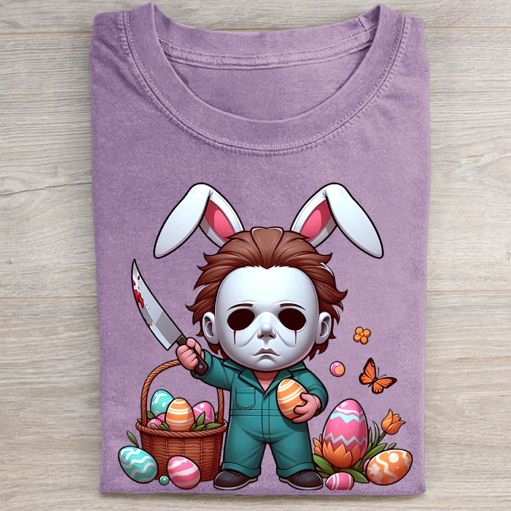 "Easter Michael Myers" Horror Parody Vintage Washed Tee